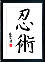 Japanese calligraphy. Kanji Ninjutsu
