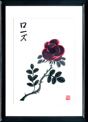 Sumi-e painting Rose
