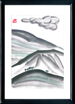 Sumi-e painting Mountains